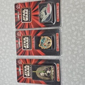 New 1999 Star Wars Episode I Jar Jar & Droud Starfighter Qui-Gon-Jinn Pin Lot